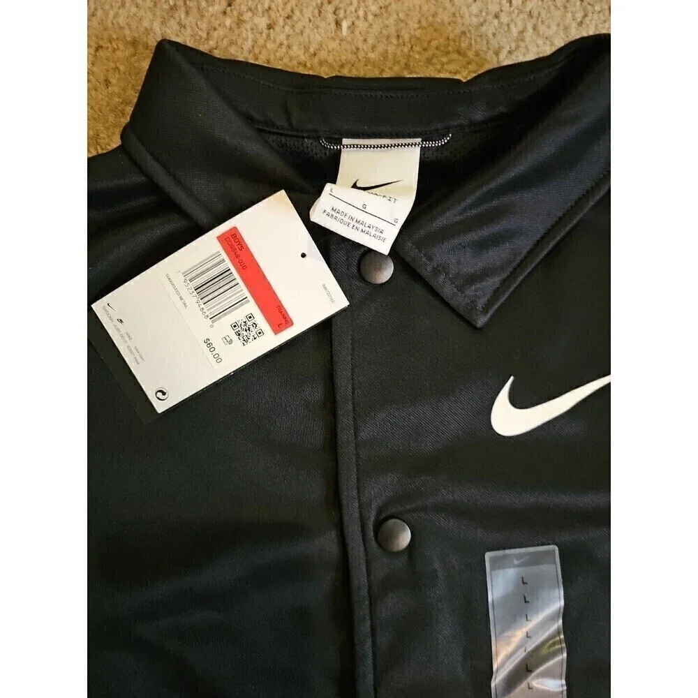 Nike Therma Fit Snap Up Jacket Boys Size Medium Black